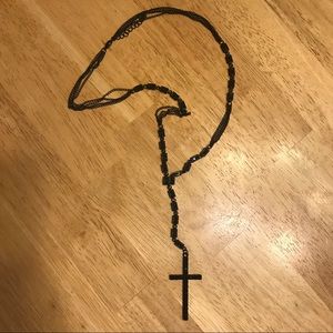 Black rhinestone rosary necklace